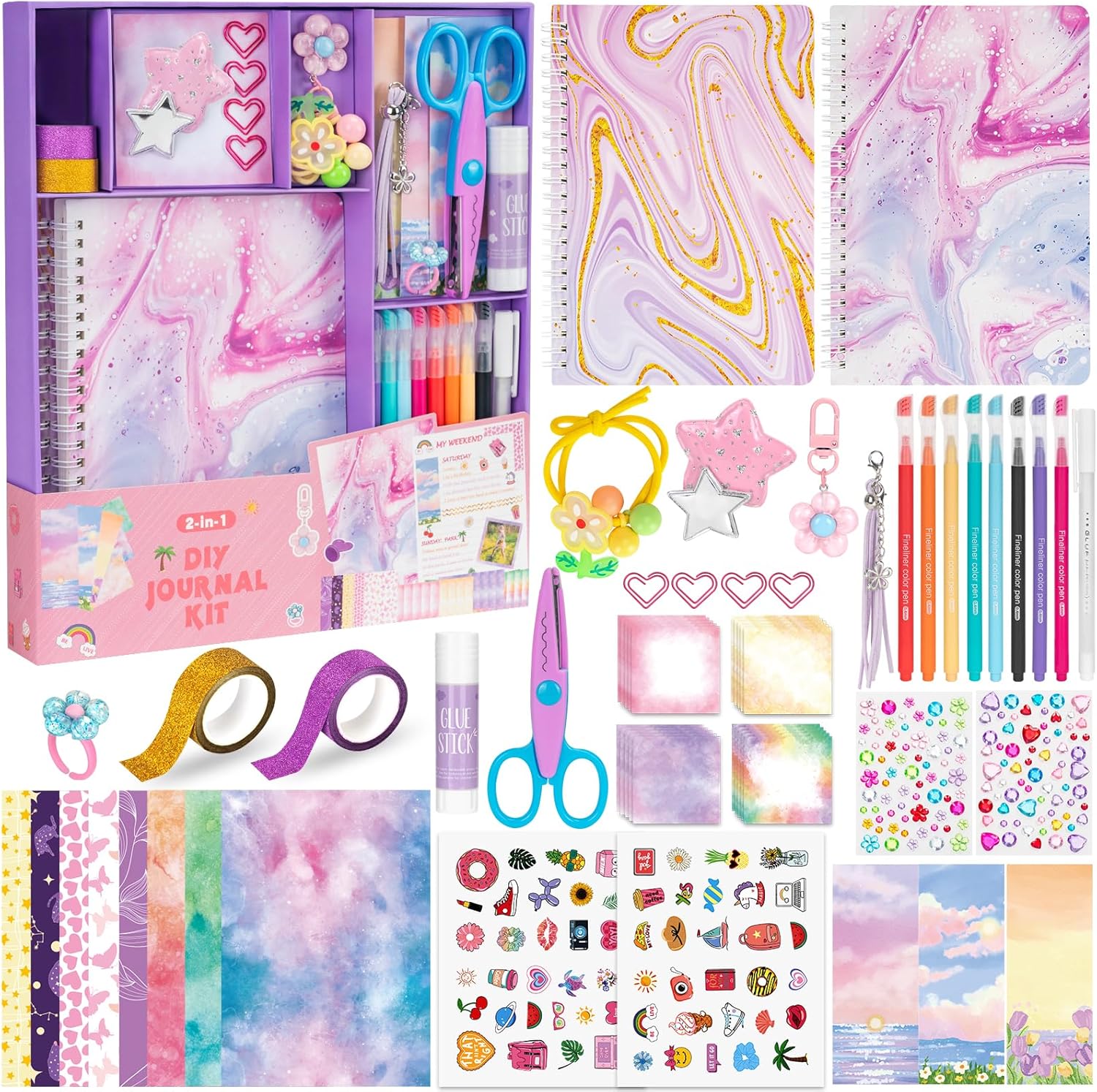 Qiyvlos 2 Pack DIY Journal Kit for girls front view of box