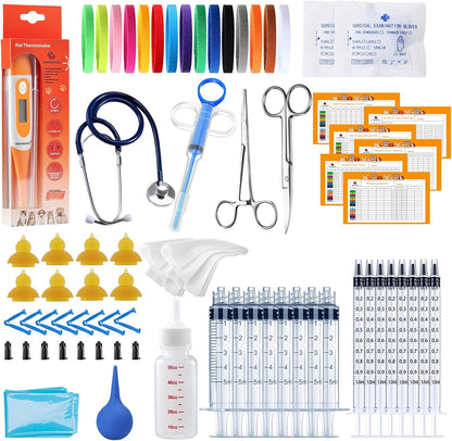 REDDOUDOU Puppy Kitten Whelping Kit, Whelping Kit with Feeding Nipple Bottle Stethoscope Scissors Cord Clamps Aspirator etc Full kit - Image 11