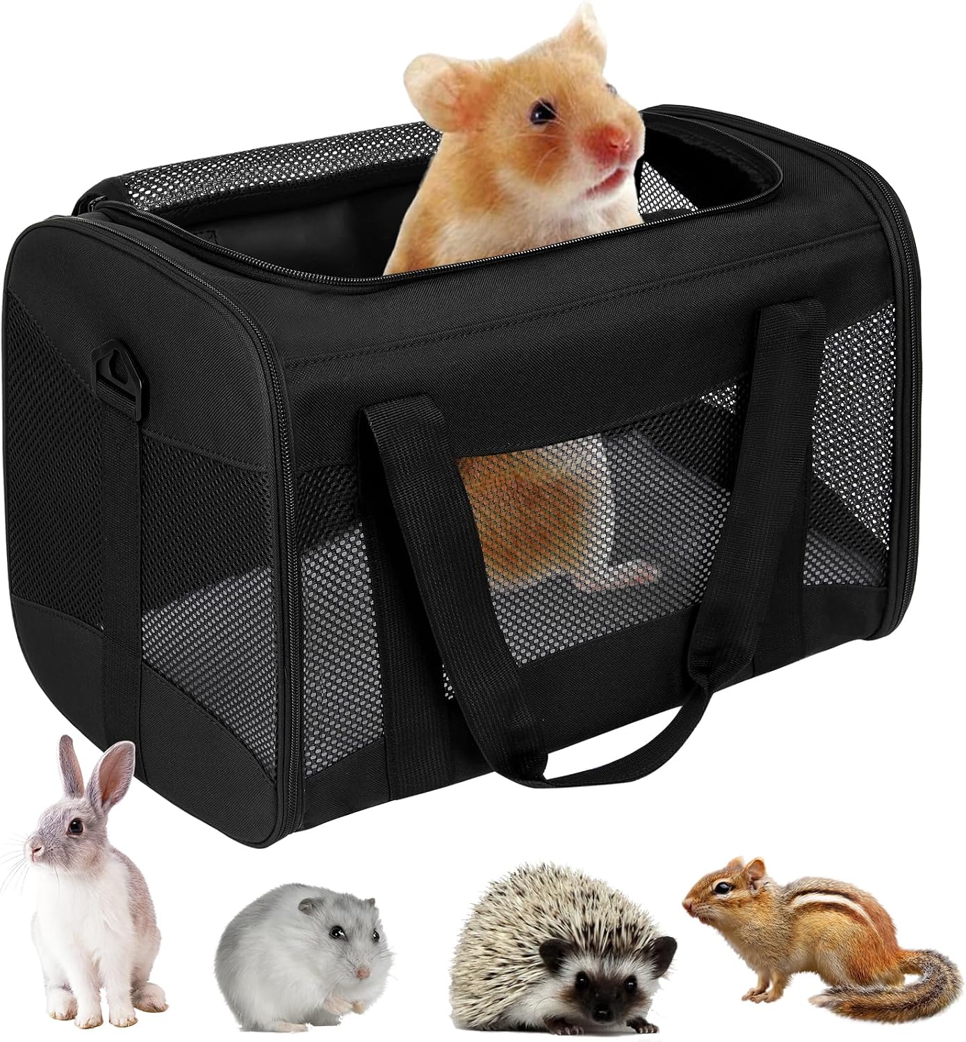 Small Animal Travel, Carrier for Hedgehog Rat Parrot Bird Guinea Pig, Lizards Carrier, Soft Sided Travel Carrier Portable Guinea Pig Up to 10 Lbs (15 * 10 * 10, Green) - Image 11