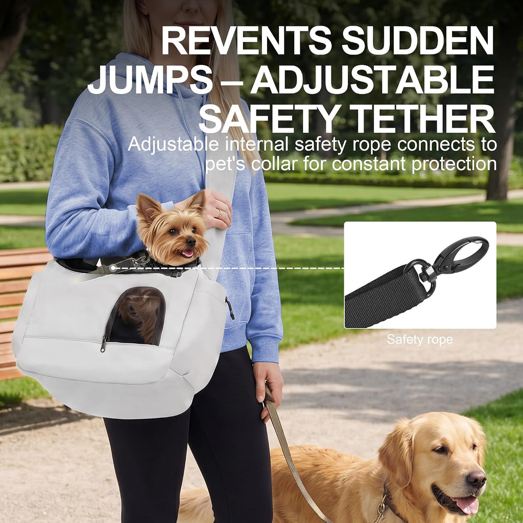 Furtent pet carrier sling showing breathable zippered front opening