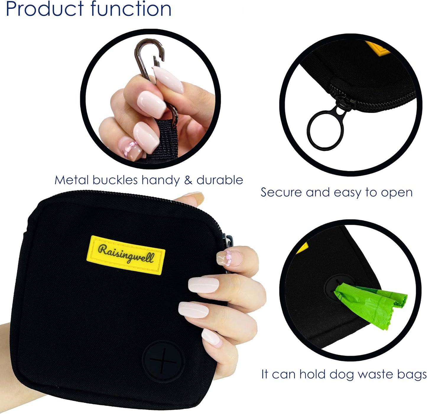 Raisingwell dog training kit attached to belt loop using premium carabiner hook