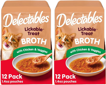 Delectables Lickable Treat Savory Broth Senior 10+ Wet Cat Treats with Real Chicken & Tuna, Food Topper, Hydrating, Grain-Free, No Fillers, No By-Product, No Added Preservatives, 1.4oz Pouch, 12ct - Image 14