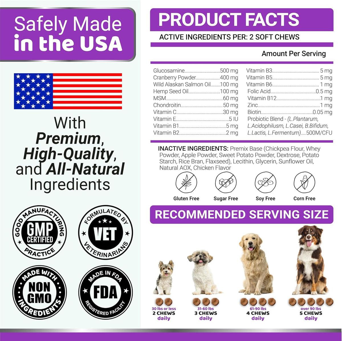 Full product packaging of Yuma's advanced dog multivitamins illustrating total skin, heart, and digestive benefits.