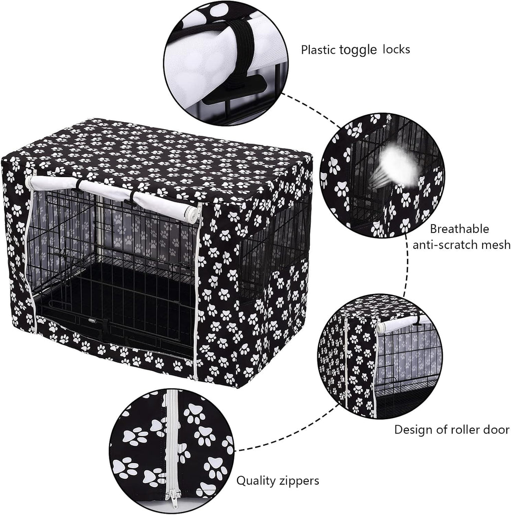 Durable polyester dog crate canopy featuring secure hook and loop fastener tab close up details