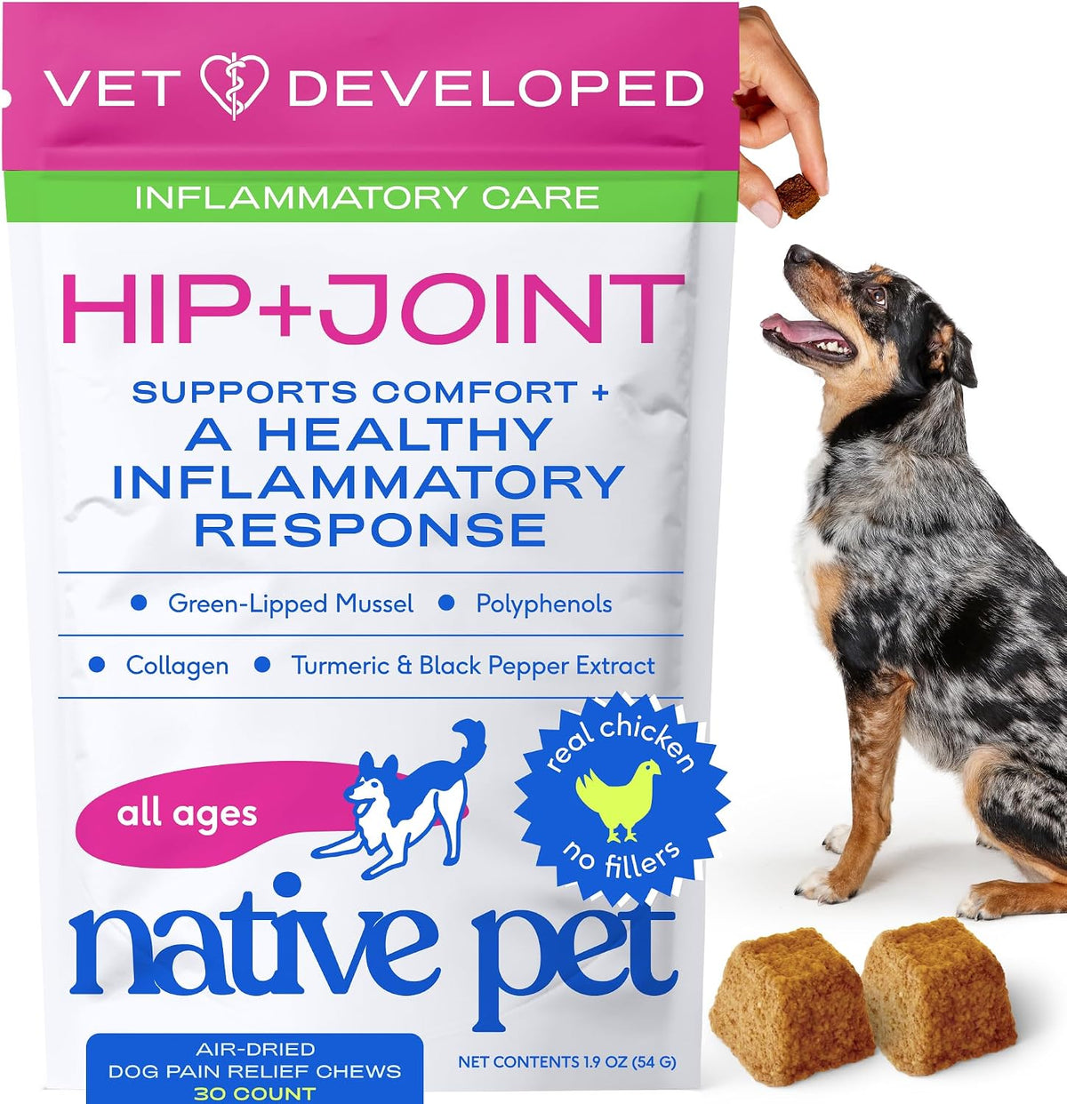 Native Pet Hip & Joint Advanced Care Dog Joint Supplement Powder for Mobility & Movement Support, Joint Supplement for Dogs with HMB, UC-II Collagen, Green Lipped Mussel & Hyaluronic Acid - 30 Scoops - Image 13