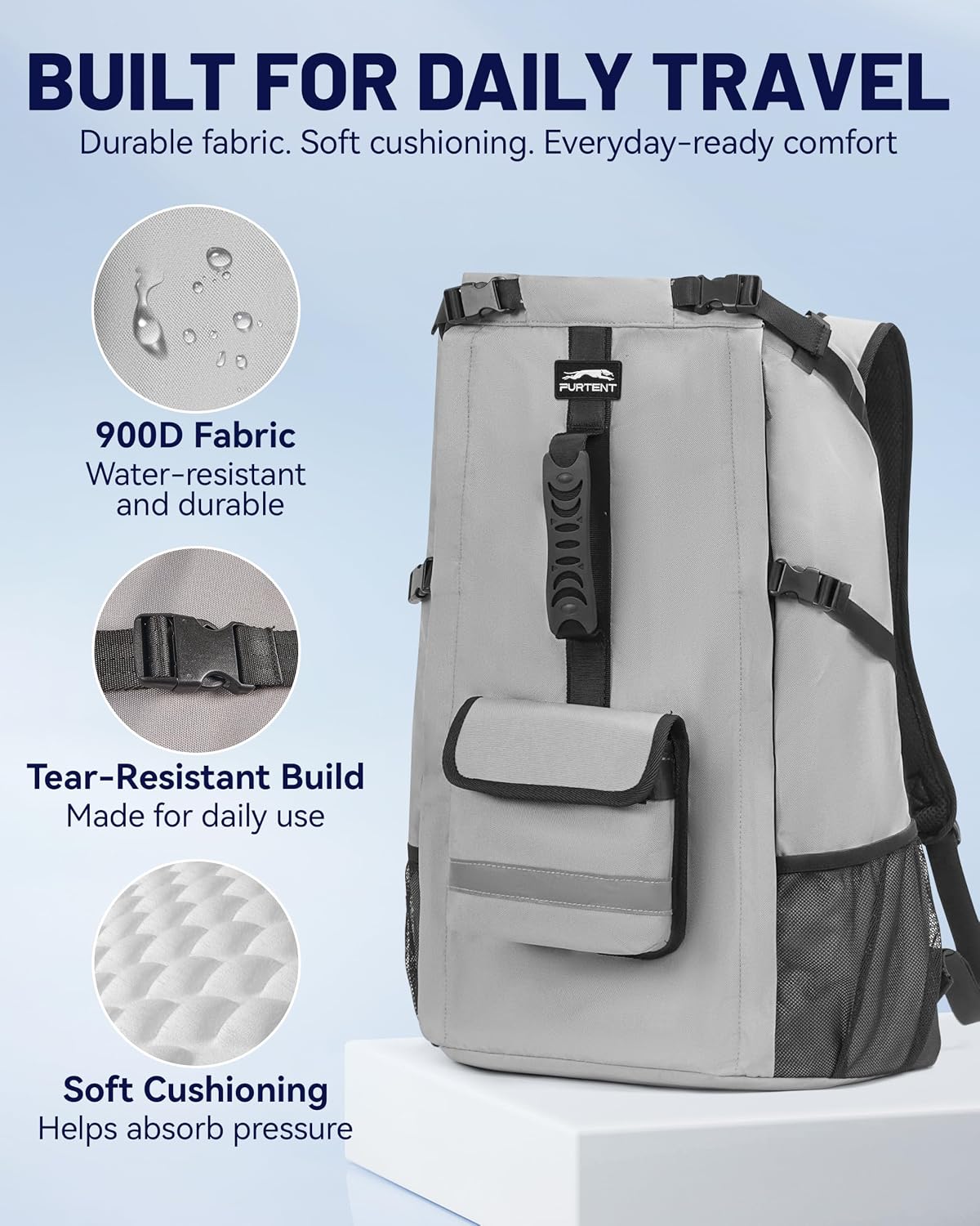 Dog Backpack for Small & Medium Dogs - Adjustable Pet Carrier for Travel & Hiking, Hands-Free Puppy Backpack with Storage Pockets, Breathable Mesh, Reflective Strips & Non-Slip Handle - Image 9