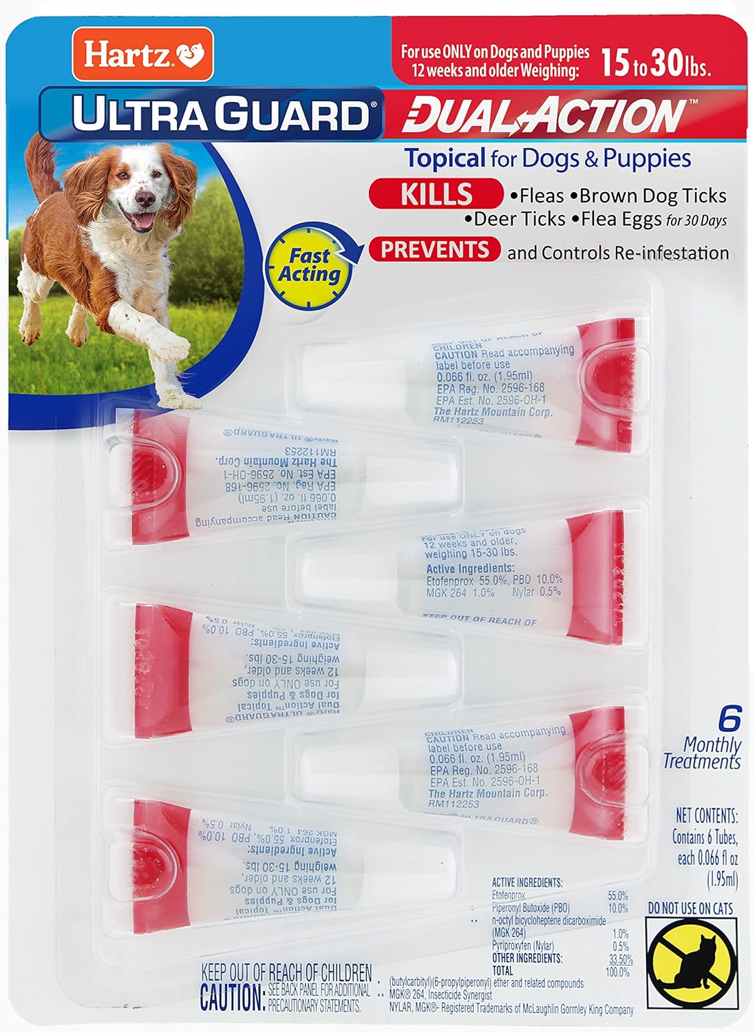 Hartz UltraGuard Dual Action Flea & Tick Topical Dog Treatment and Flea and Tick Prevention, 6 Months, 5-14 Pound Dogs 6-count(Pack of 1) - Image 10