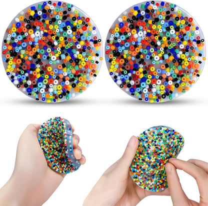 VarietyFidgets Picky Pad Skin Picking Fidget Toy front view showing embedded colorful beads in circular silicone.