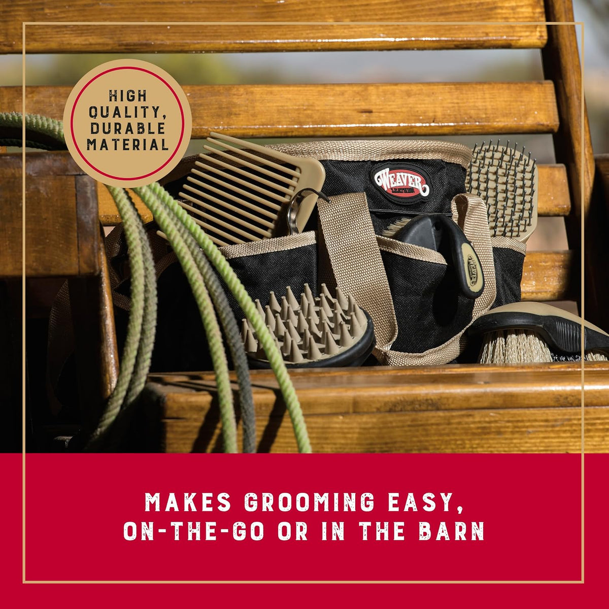 Weaver Equine grooming tote bag showing exterior pockets