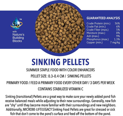 High protein sinking pellets for pond water gardens