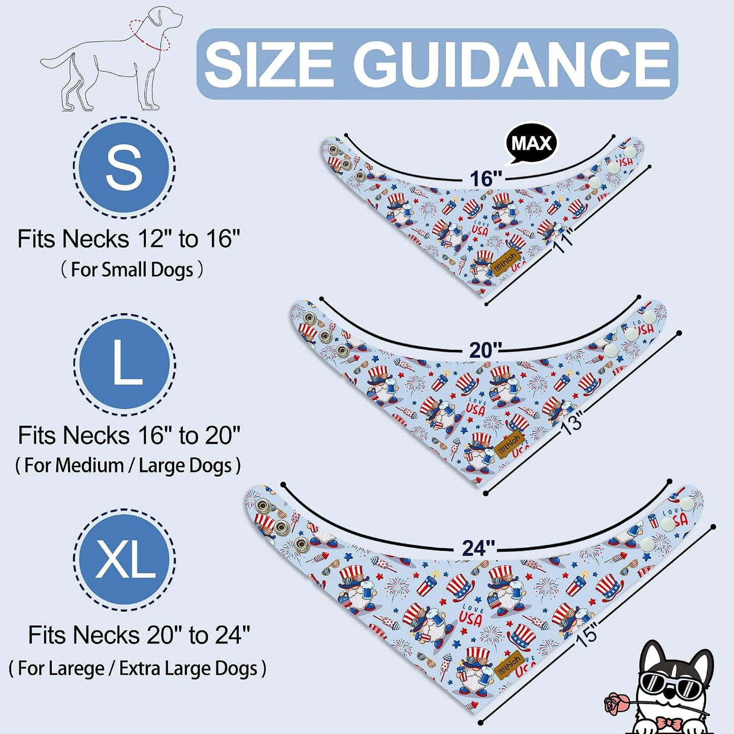 Two pack patriotic dog scarves American flag design