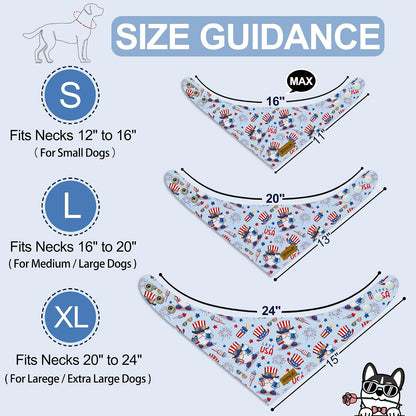 Two pack patriotic dog scarves American flag design