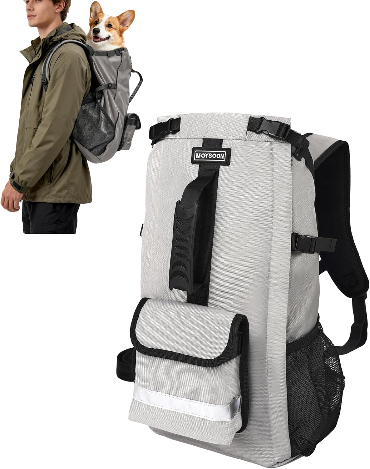 Moysoon dog backpack carrier front view for small dogs