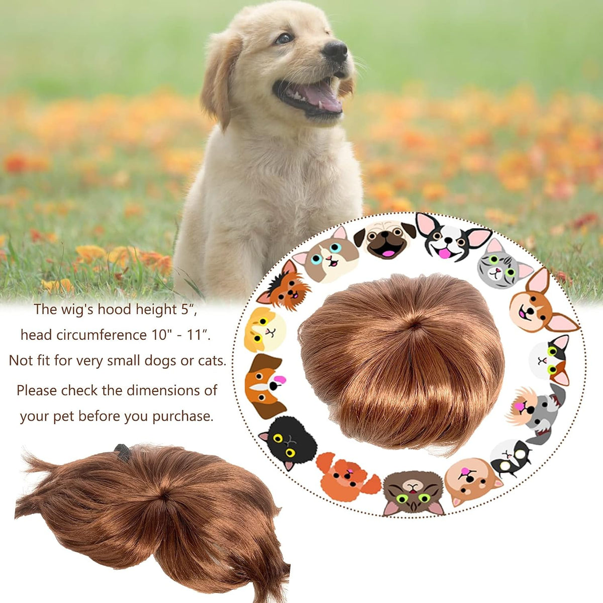 Side profile of Mesinurs pet wig for small animals