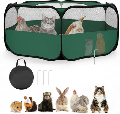 Small Animal Playpen with Mesh Cover & Waterproof Bottom Cat Tent Chicken Brooder Rabbit Guinea Pig Cage Playpen for Small Animals Indoor Outdoor Use - Image 1