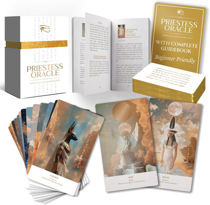 Earth Moon Magick Priestess Oracle Deck front view of premium magnetic box packaging with gold accents.