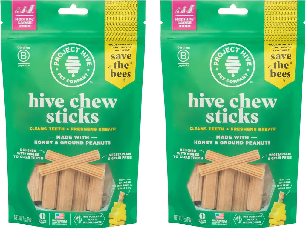 Authentic Project Hive dental treats being placed inside an enrichment toy