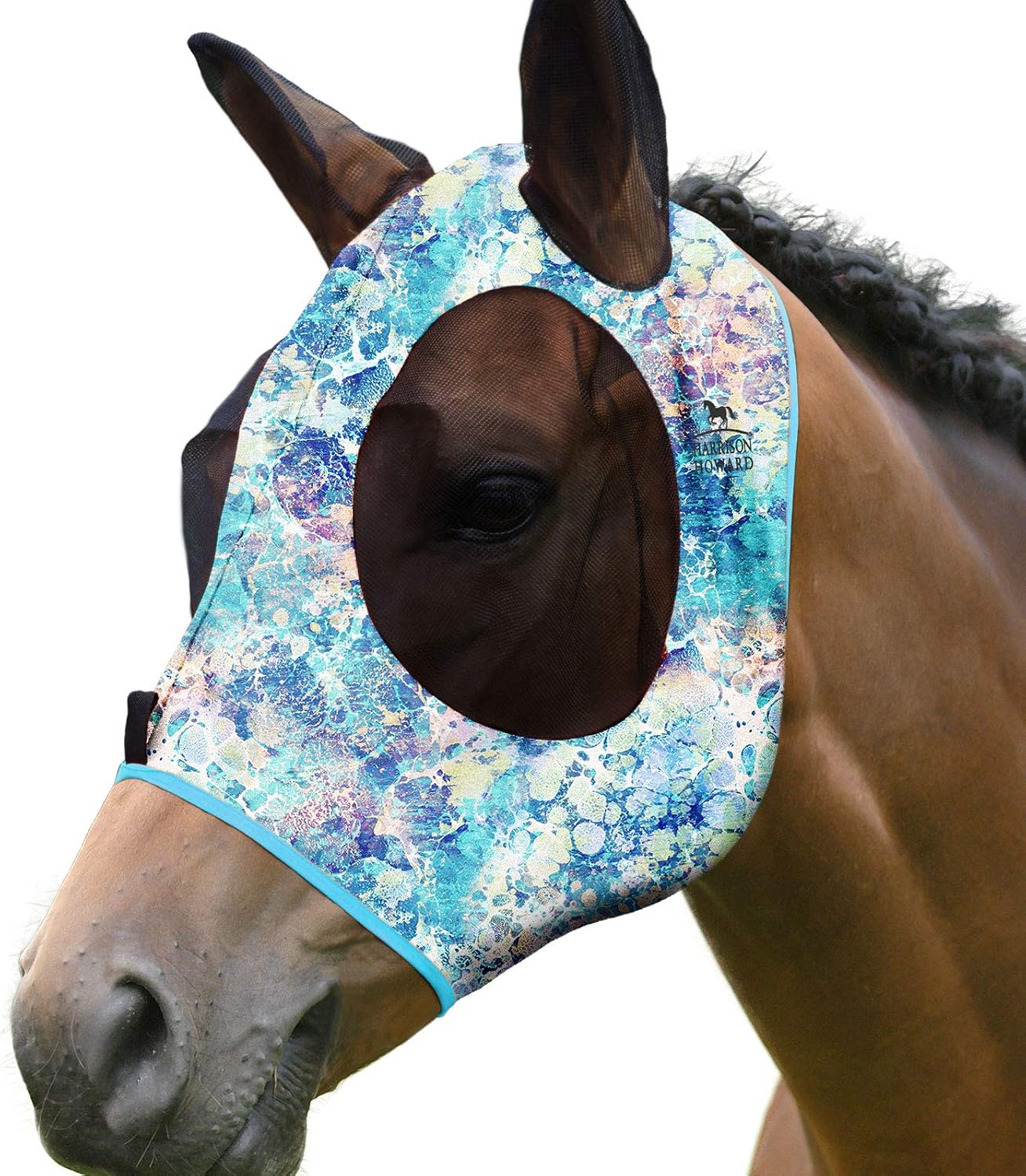Pastel mix pattern detail on Harrison Howard pony mask