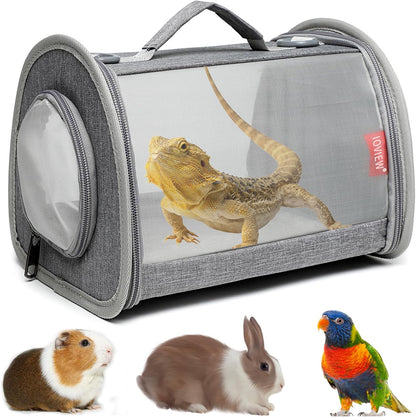 Guinea Pig Carrier Travel Small Animal Carrier Bag Lizard Bird Rabbit Carrier Cage Squirrel Breathable Bag Portable Travel Hamster Small Pet Hangbag (Small, Gray) - Image 9