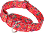 Martingale Dog Collar for Large/X-Large Dogs - Heavy Duty 1.5" Military Grade Nylon Collar with Red Daisy Floral Design, No-Slip Adjustable Training Collar Durable & Stylish (L) - Image 11