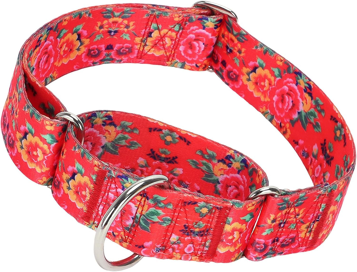 Martingale Dog Collar for Large/X-Large Dogs - Heavy Duty 1.5" Military Grade Nylon Collar with Red Daisy Floral Design, No-Slip Adjustable Training Collar Durable & Stylish (L) - Image 11