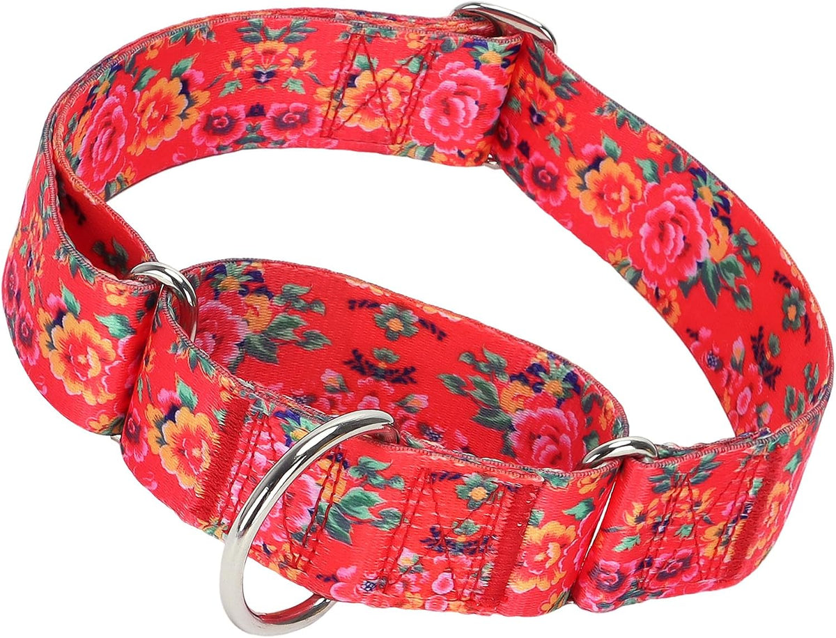 Martingale Dog Collar for Large/X-Large Dogs - Heavy Duty 1.5" Military Grade Nylon Collar with Red Daisy Floral Design, No-Slip Adjustable Training Collar Durable & Stylish (L) - Image 11