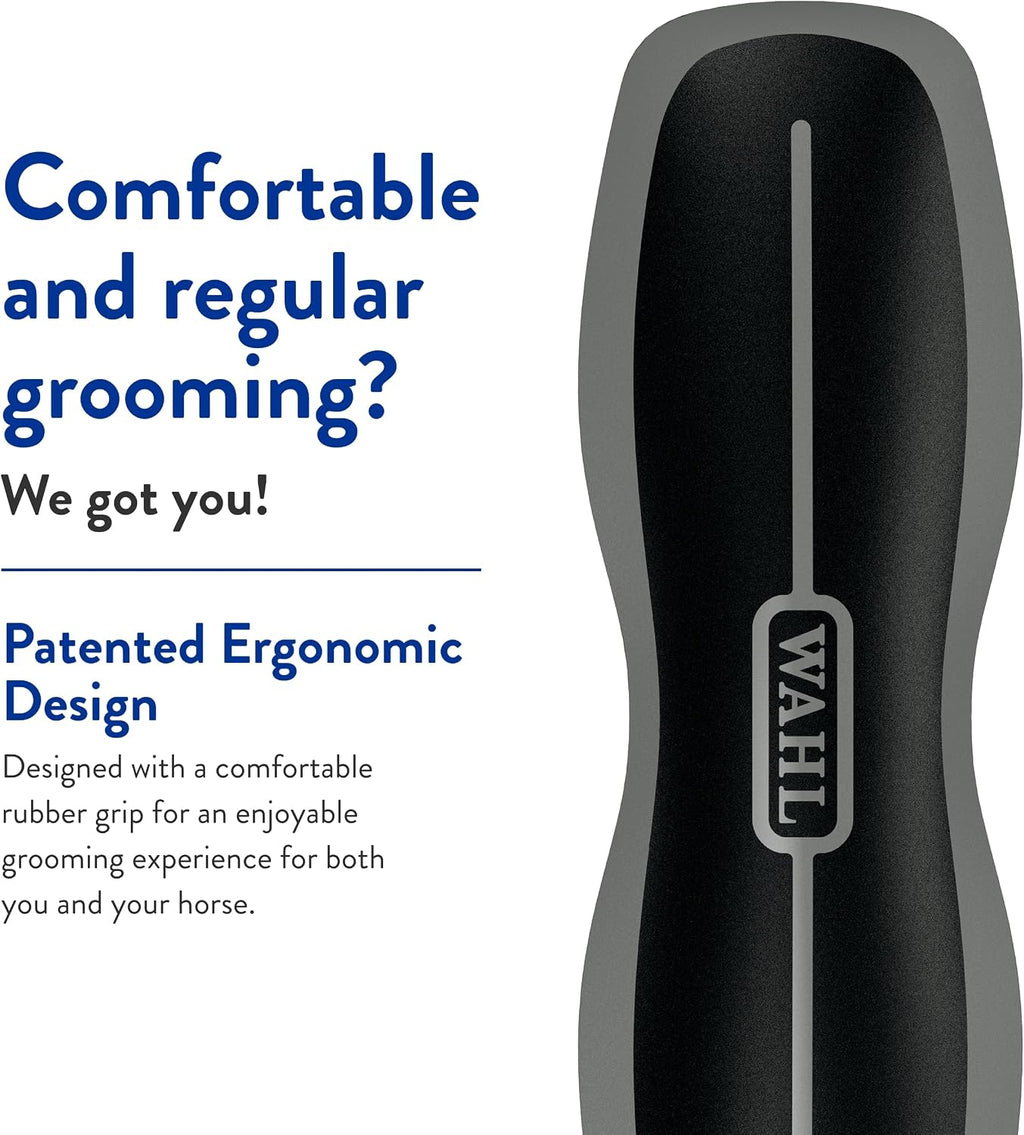 Wahl equine grooming brush ergonomic rubber grip handle