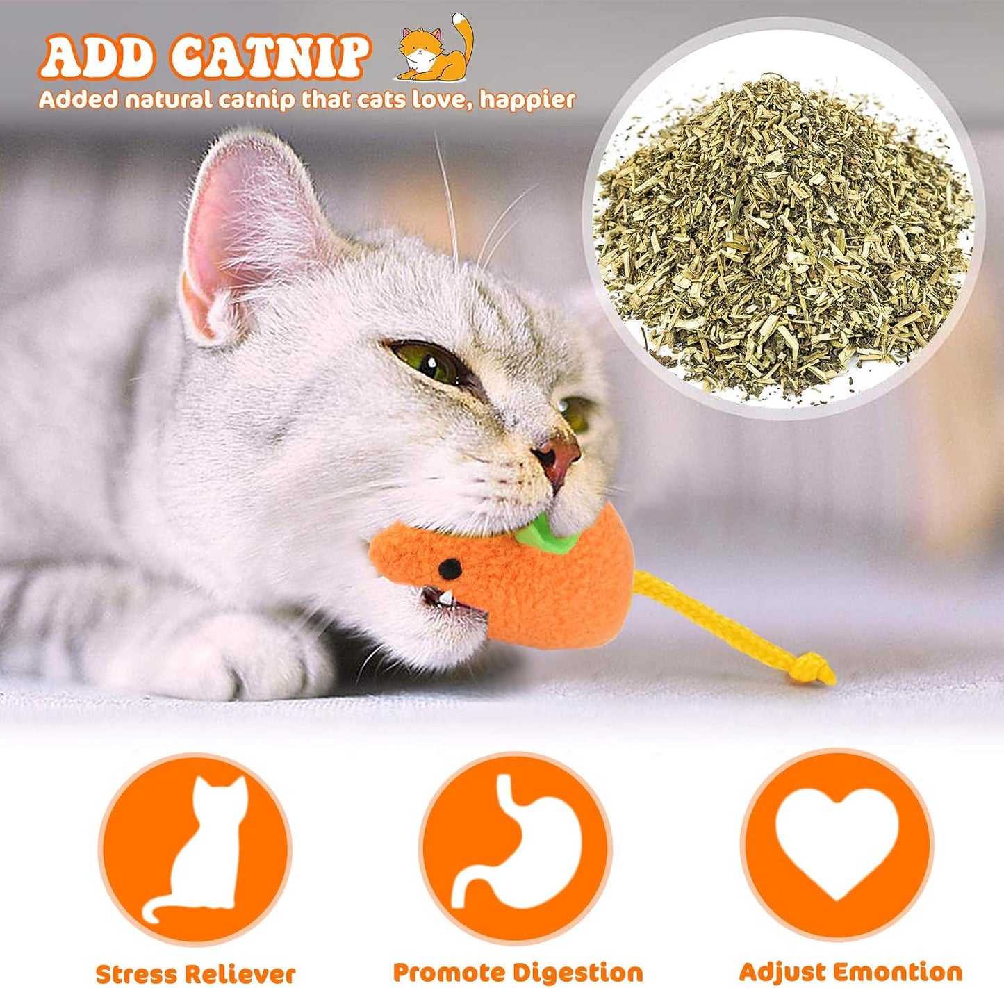 Close up of catnip filled kitten mouse toy