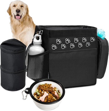 CLAWIST airline approved pet tote showing spacious main compartment packed with supplies