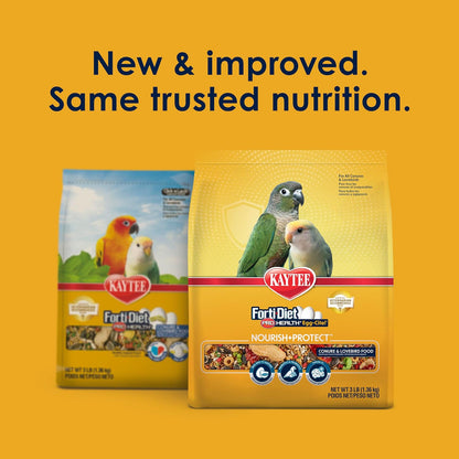 Close up of Kaytee Egg-Cite bird food texture and egg crumbles