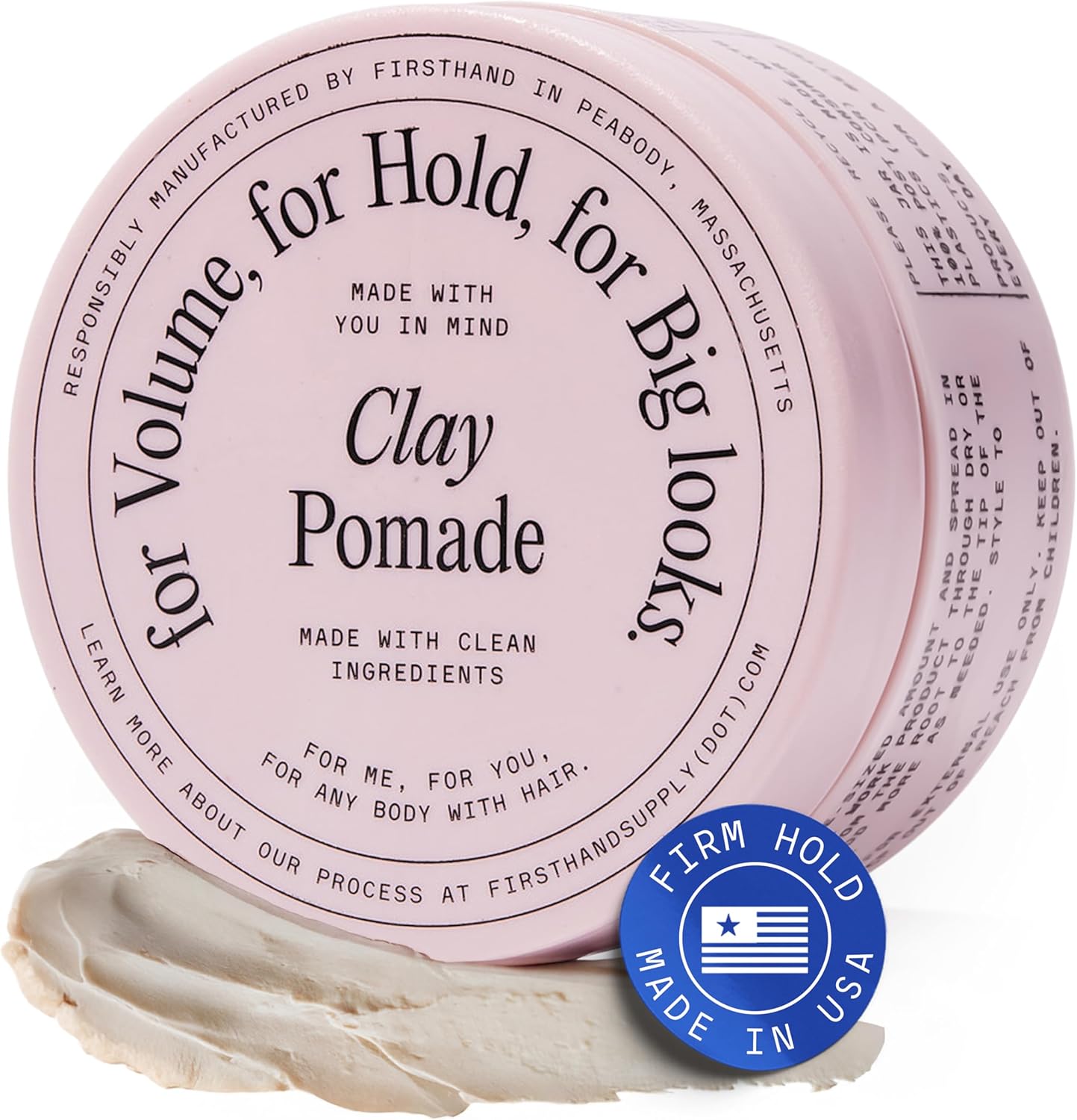 Firsthand Supply Hair Clay Pomade premium matte finish jar front view