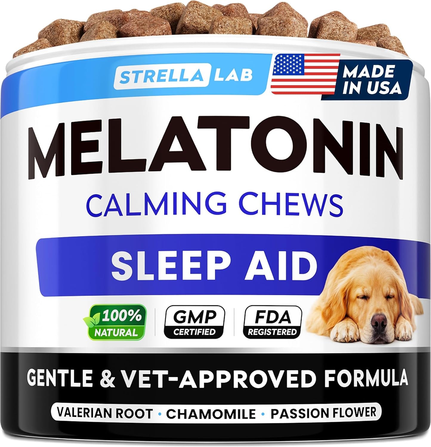 StrellaLab Melatonin for Dogs 6mg bottle front view