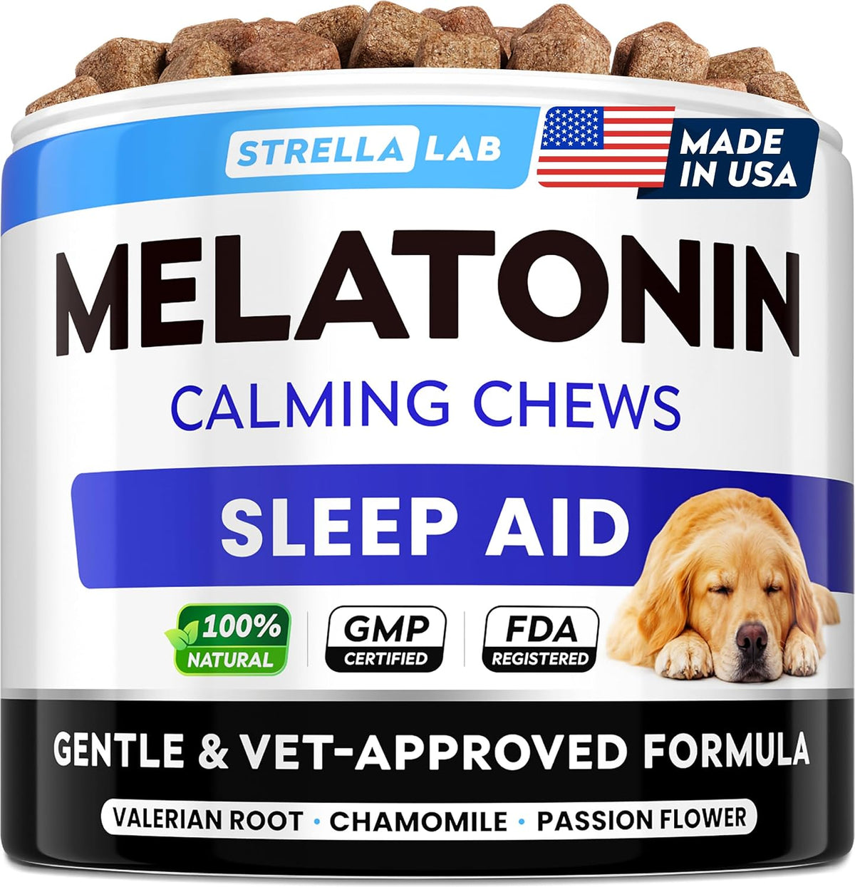 StrellaLab Melatonin for Dogs 6mg bottle front view