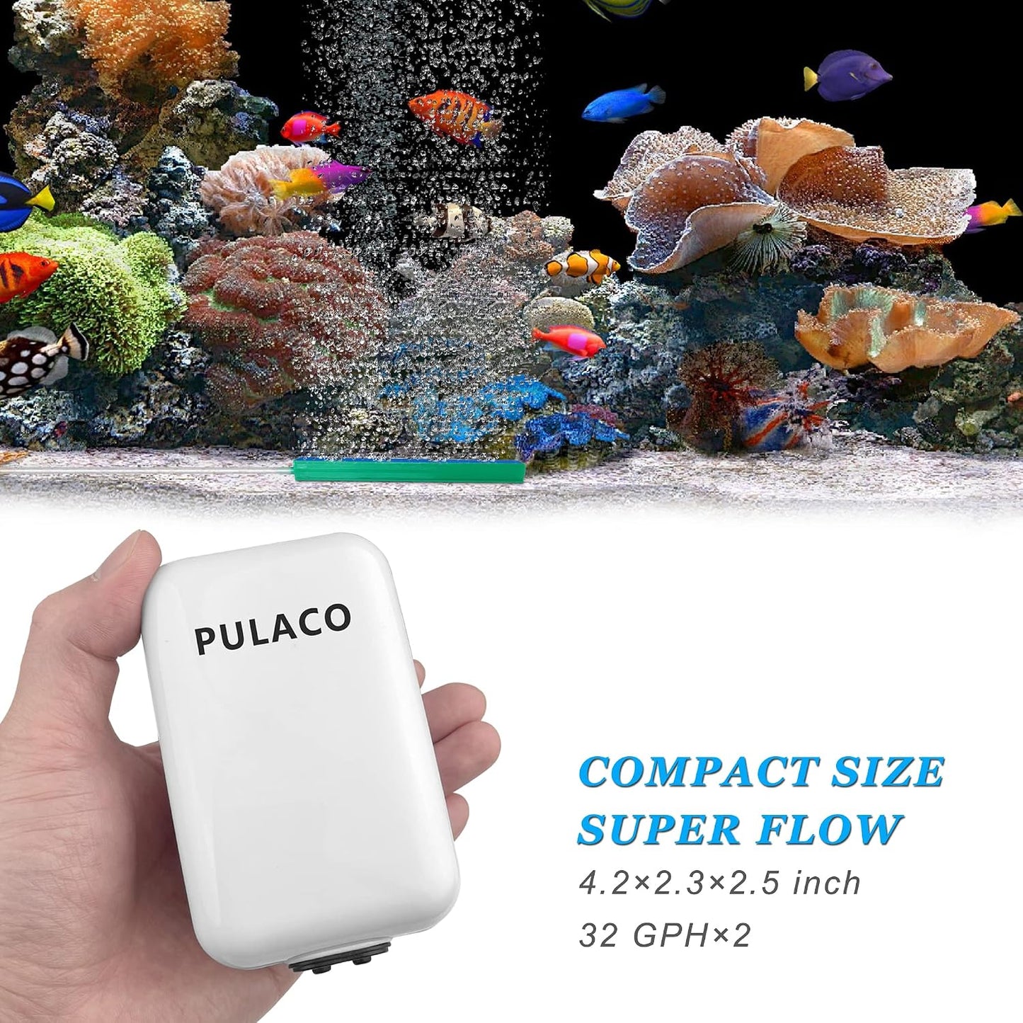 Top view of Pulaco dual outlet aerator for large fish tanks