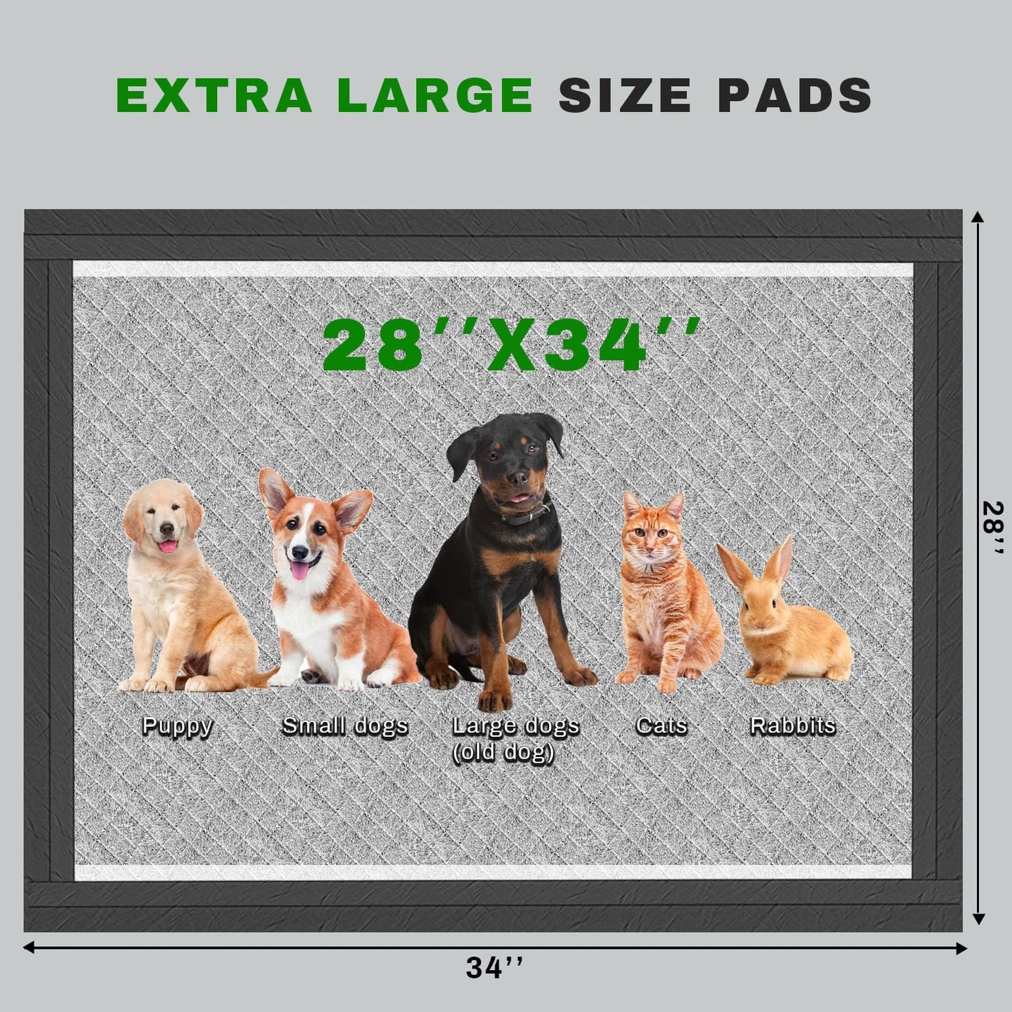 Gardner Pet 28x34 inches extra large potty pads showcasing thick edge wrapping