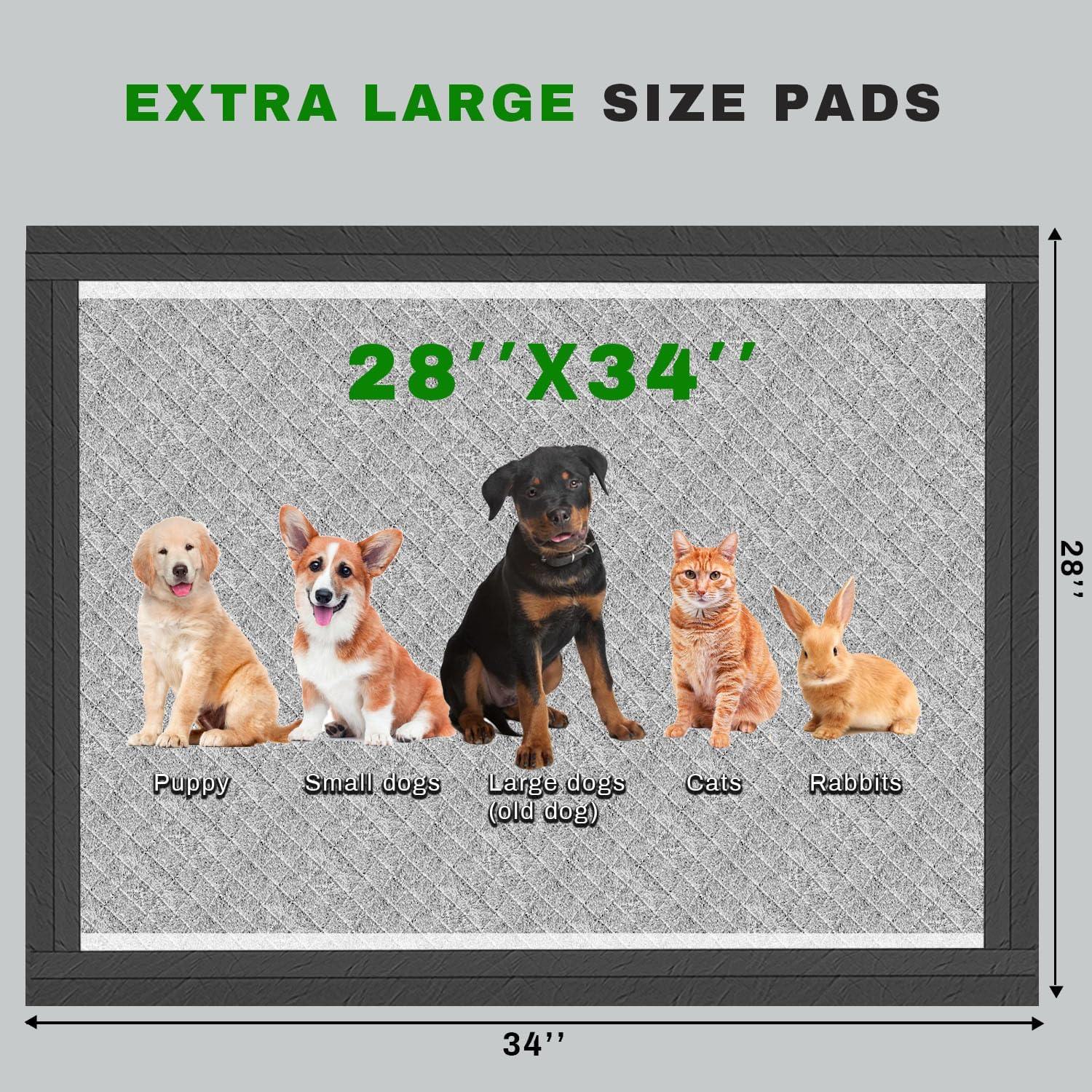 Gardner Pet 28x34 inches extra large potty pads showcasing thick edge wrapping