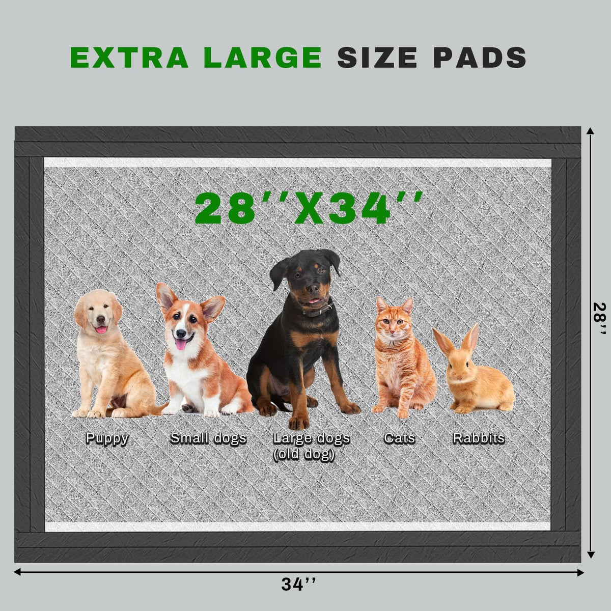 Gardner Pet 28x34 inches extra large potty pads showcasing thick edge wrapping