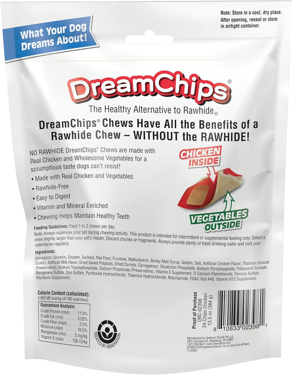DreamBone chip shaped healthy dog chews made with real chicken