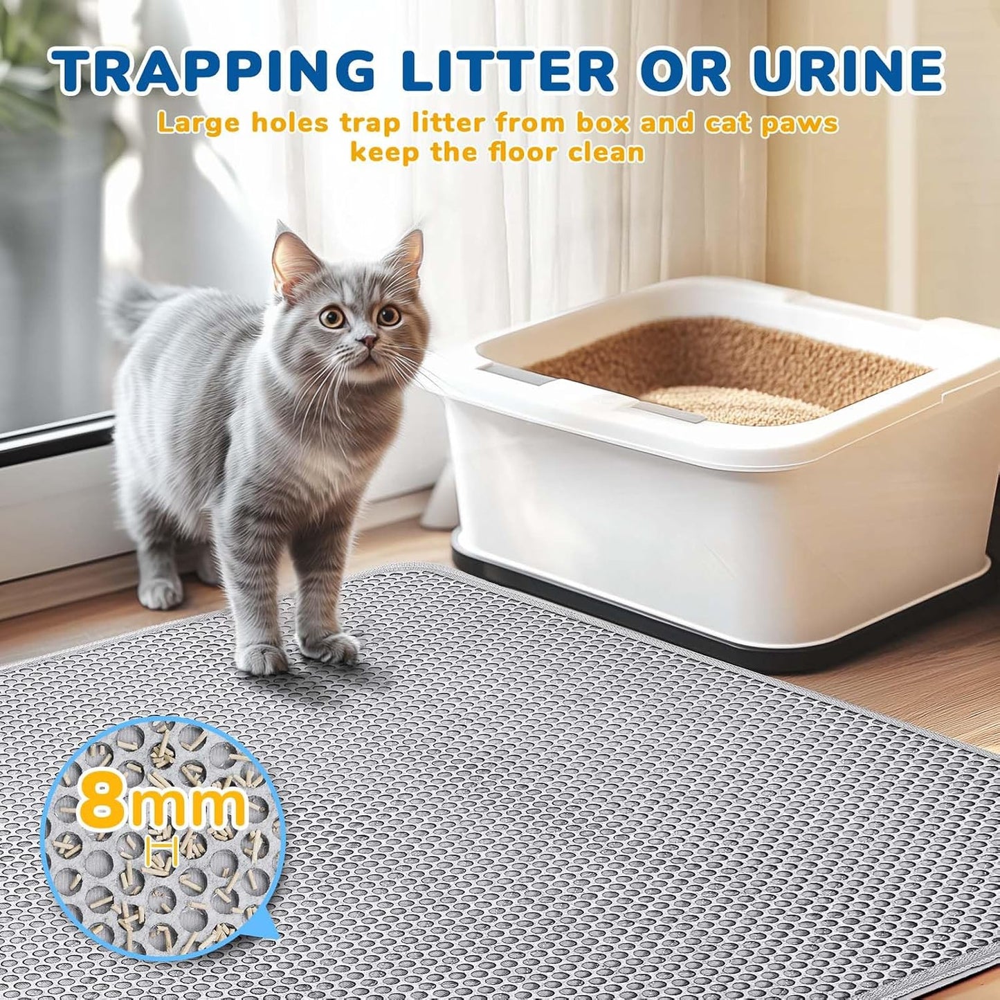 BurgeonNest felt fabric cat litter mat laid flat on hardwood floor