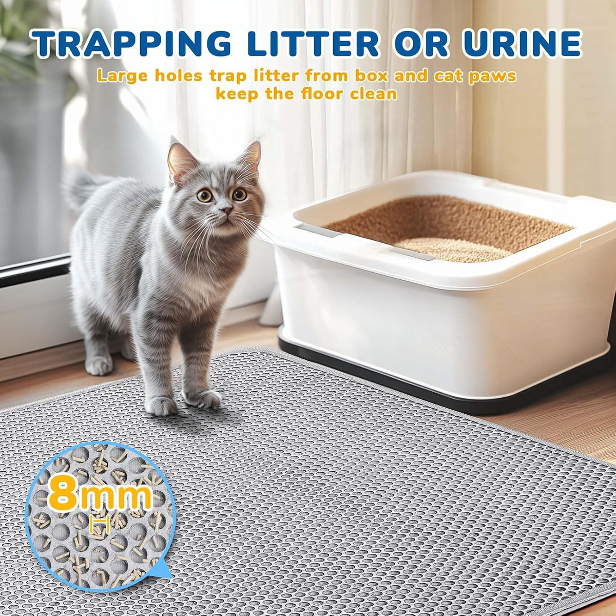 BurgeonNest felt fabric cat litter mat laid flat on hardwood floor