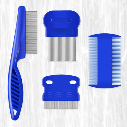 KUTKUT 4-Pack Stainless Steel Flea Combs front view for pet grooming.