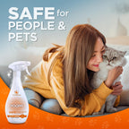 Clear fragrance free odor neutralizing liquid spray bottle for cat toys and carpets