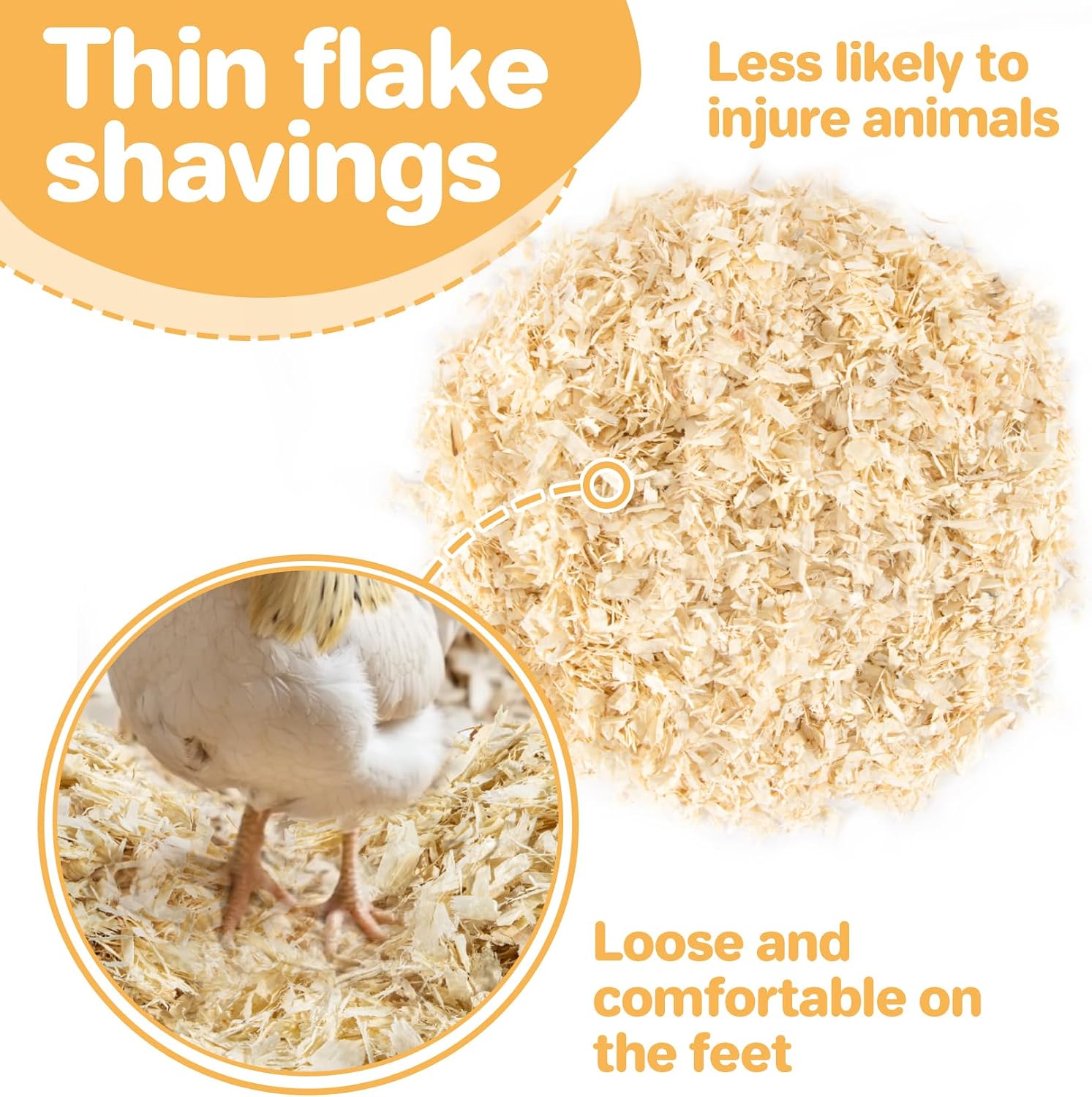 Hand fluffing Sukh wood shavings for coop