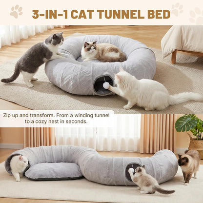 BUMUBI collapsible big cat tunnel showing sturdy internal steel wire structure