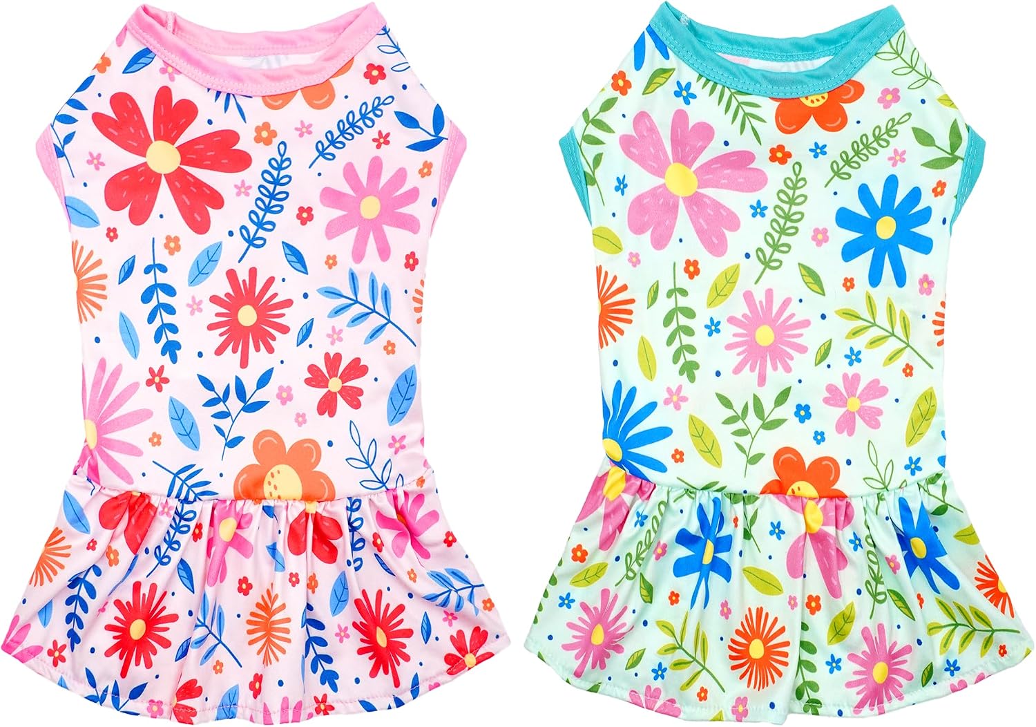 2PCS/Pack Hawaiian Dog Dresses Pink Green for Small Dogs Girl Female Puppies Doggies Kittens Skirts Summer Sundress Pet Apparel Pineapple Toucan Flamingo Soft for Holiday Party Beach S - Image 12