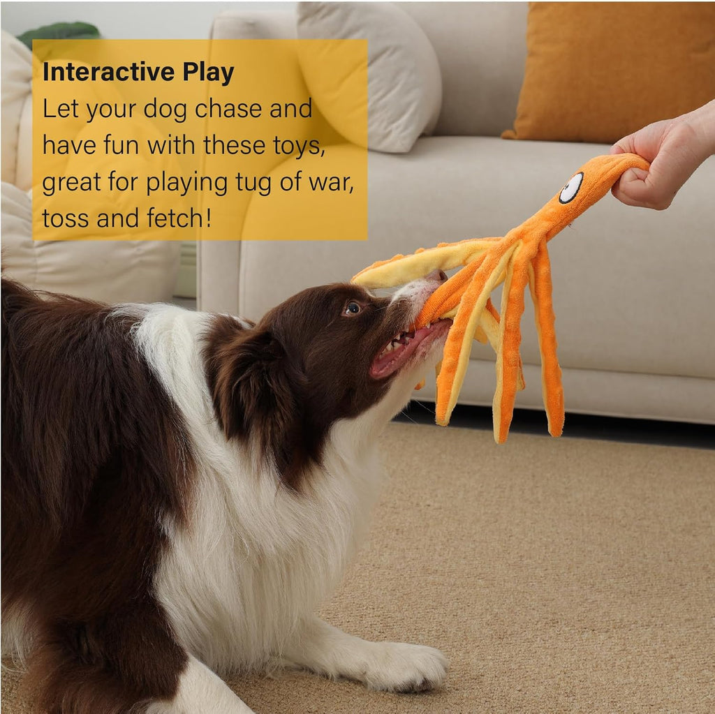 No mess filling free octopus pet toys ideal for canine boredom relief.