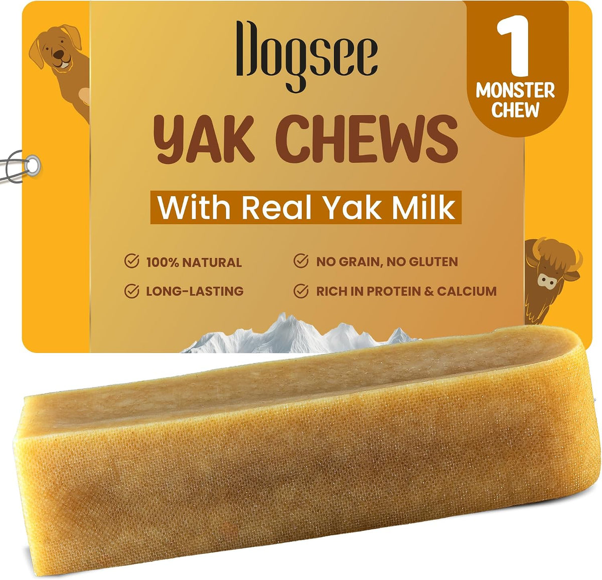 Dogsee Himalayan Yak Chews (Monster/XL- 3 Chews).100% Natural, 60% Protein, Dog Treats for Large Breed Dog Chews for Dogs Over 55 lbs - Image 13