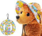 Dog Hat for Small Dogs with Ear Hole Round Brim Bucket Outdoor Sun Hat Protection Neck Strap Adjustable Pet Caps Puppy Doggy Cats Flower Hawaiian Flamingo Green S - Image 10