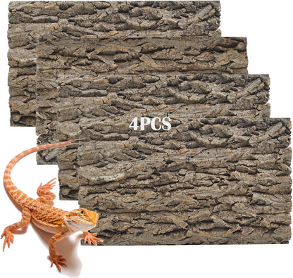 PINVNBY Reptile Terrarium Cork Background, Bearded Dragon Tank Bark Backdrop Wall Decor with Artificial Moss for Gecko Lizard Tortoise Frog Chameleon(4 Pack) - Image 13