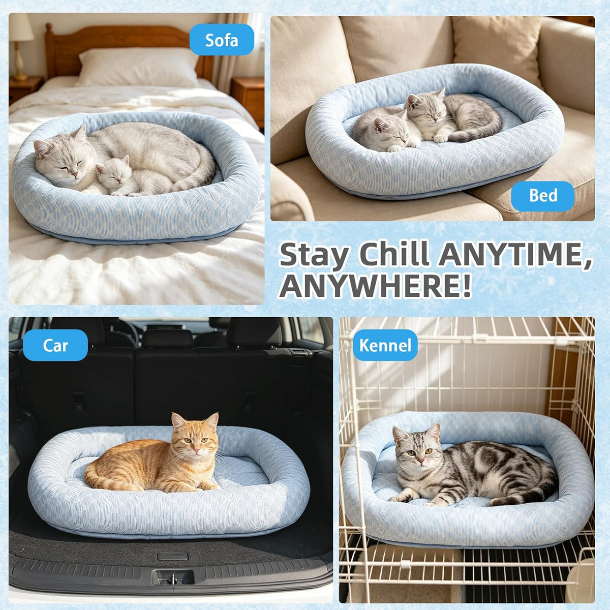 Cat Cooling Mat, Summer Cooling Pet Bed Mat for Cats or Small Dogs Puppy, 23.6"x19.7" Calming Anxiety Relief Small Dog Bed with 3D Sensory Dot,Soft & Comfortable Pet Pad with Anti-Slip Bottom - Image 9